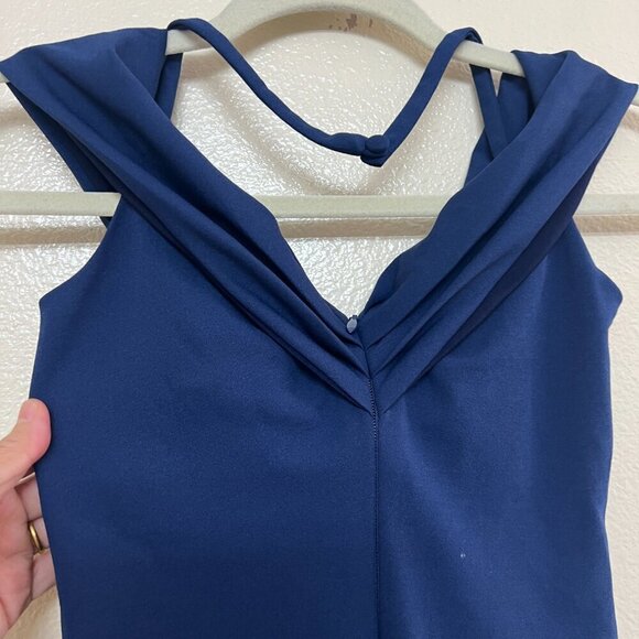 Nookie Athena Off Shoulder Halter Midi Dress Sz Xtra Small in Navy Blue - Picture 6 of 9